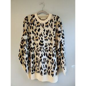 Mink Pink Womens‎ M Beige leopard print sweater